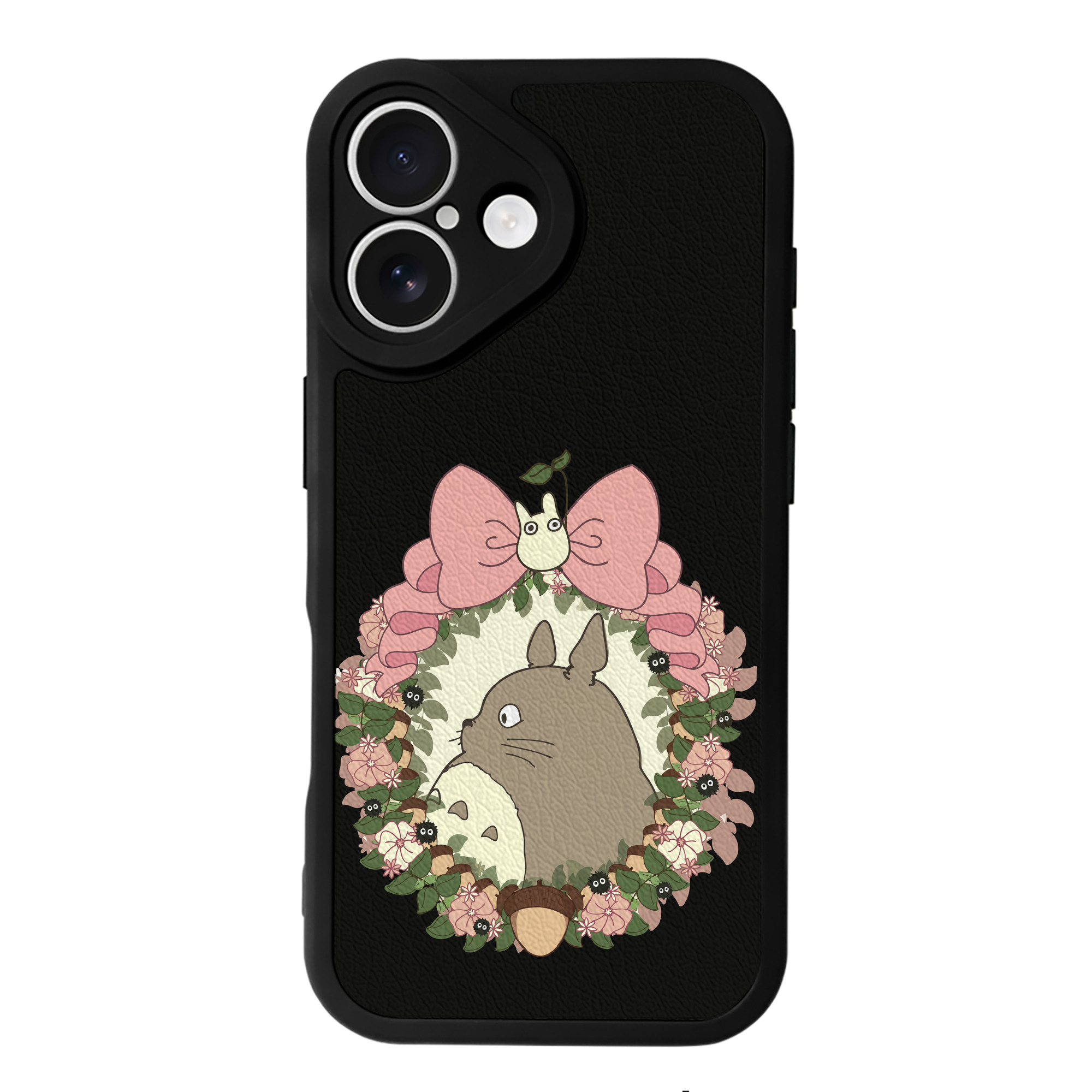 （画像用） となりのトトロ 草壁メイ 草壁サツキ My Neighbor Totoro Satsuki Kusakabe Mei Kusakabe 【iPhone 16シリーズ対応】シリコンスマホケース（レザー調） 材質：シリコン